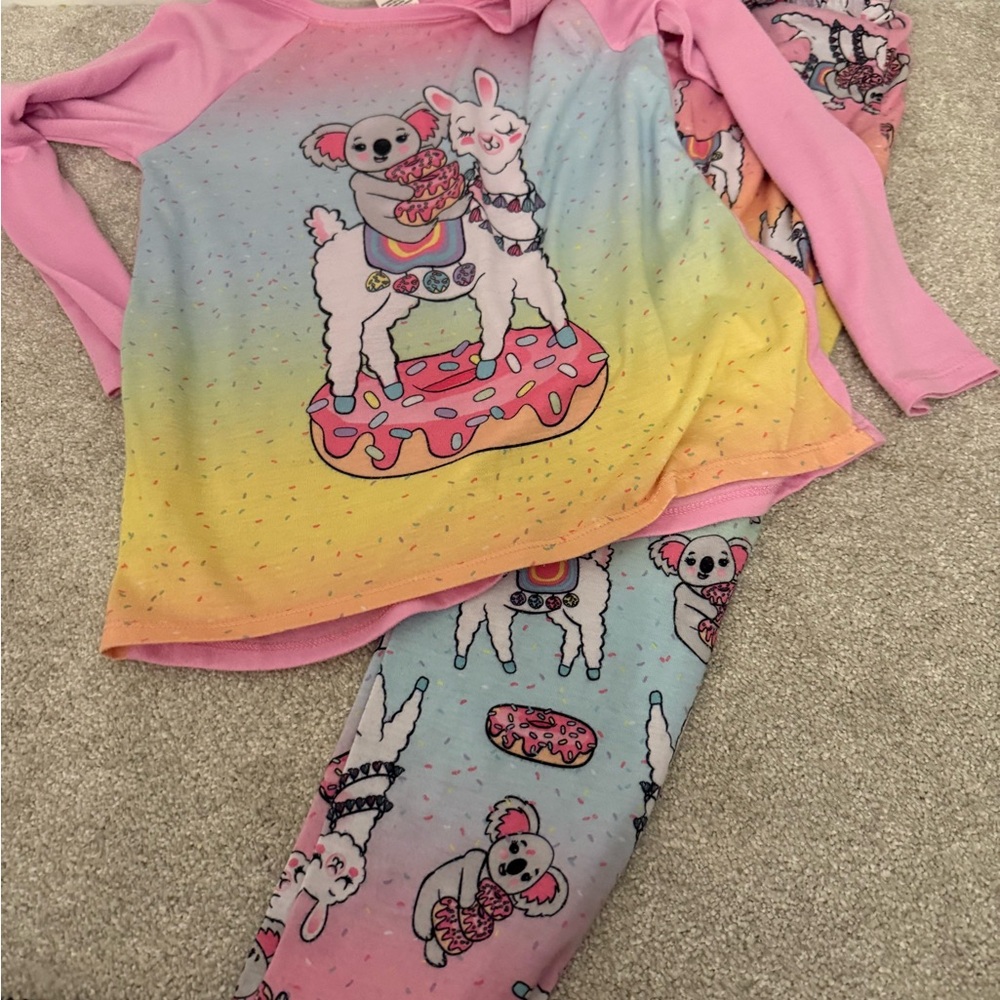 Place Pink and Yellow Koala Llama Pajama Set